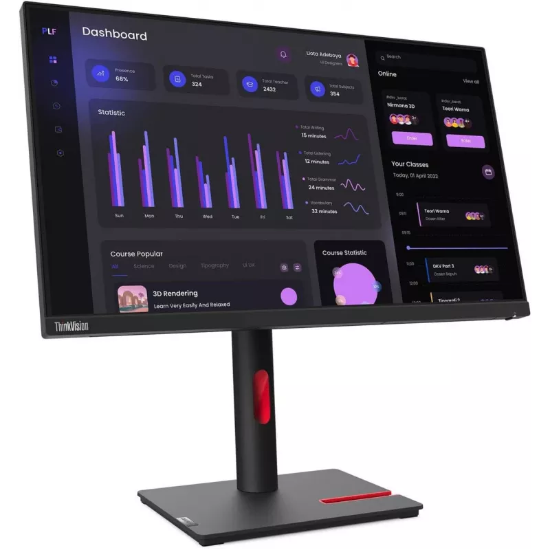 Monitorius Lenovo T24i-30 23,8 colio Full HD IPS su USB šakotuvu (atnaujinta prekė)