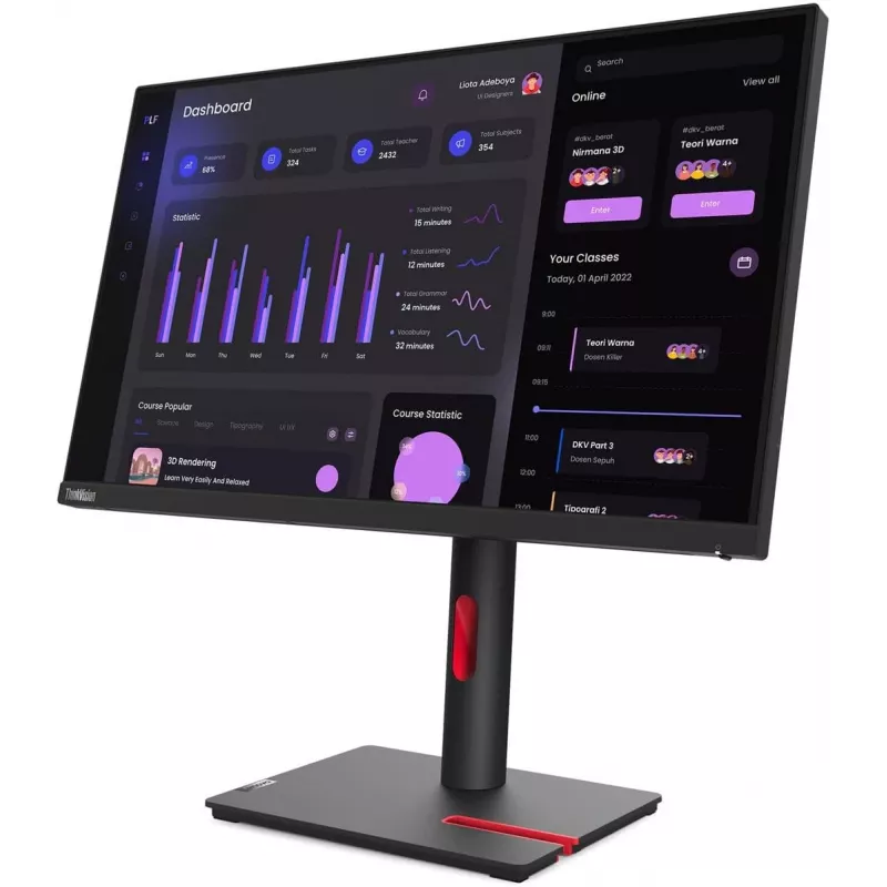 Monitorius Lenovo T24i-30 23,8 colio Full HD IPS su USB šakotuvu (atnaujinta prekė)