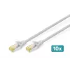 DIGITUS CAT6A S/FTP tinklo kabelis, 0,5 m, pilkas, 10 kabelių komplektas