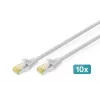 DIGITUS CAT6A S/FTP komutacinis kabelis, 3 m, pilkas, 10 vnt. rinkinys