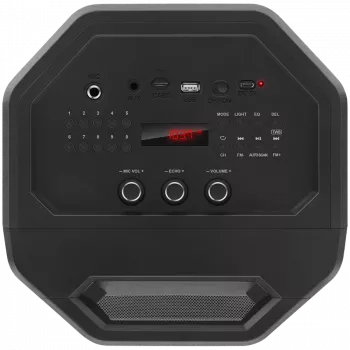 Nešiojamas 2.0 garsiakalbis SVEN PS-670, juodas, galia 2x32,5 W (RMS), TWS, Bluetooth, FM, USB, microSD, LED ekranas, nuotolinio valdymo pultas, ličio baterija