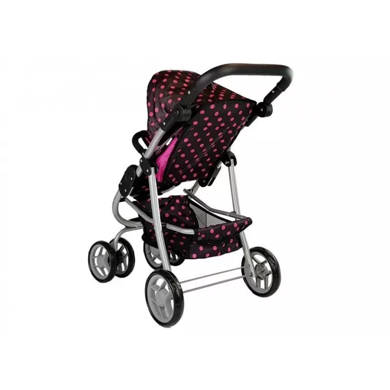 2-in-1 vežimėlis su krepšiu ir lopšiu Juoda-Rožinė 7706 Lean Toys