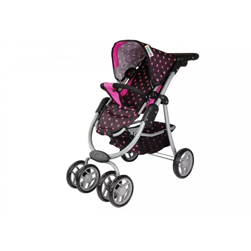 2-in-1 vežimėlis su krepšiu ir lopšiu Juoda-Rožinė 7706 Lean Toys