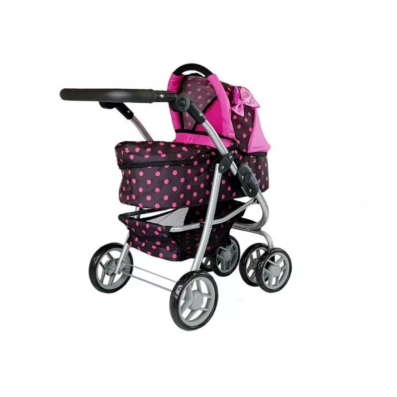 2-in-1 vežimėlis su krepšiu ir lopšiu Juoda-Rožinė 7706 Lean Toys