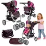 2-in-1 vežimėlis su krepšiu ir lopšiu Juoda-Rožinė 7706 Lean Toys