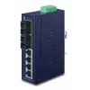 PLANET ISW-621TS15 Pramoninis nevaldomas L2 Fast Ethernet jungiklis su 4x 10/100 + 2x 100Base-FX SC daugiamodžiu, DIN bėgelio/sieninis montavimas, -40 iki 75°C