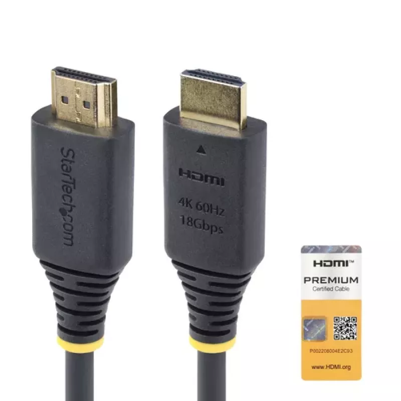 StarTech.com 1,5m (4.9ft) Premium Certified High Speed HDMI Cable, 4K60Hz, Black