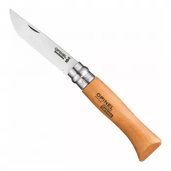 Opinel No. 08 Carbon Steel Locking Pocket Knife su Bukmedžio Rankena