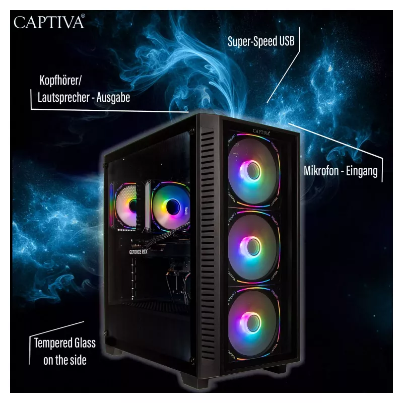 Kompiuteris „Captiva PC Highend Gaming I89-877“ su Intel Core Ultra 7 265KF, 32GB DDR5 RAM, 2TB M.2 SSD, Nvidia GeForce RTX 5070 (12GB GDDR7), Z890, Windows 11 Home