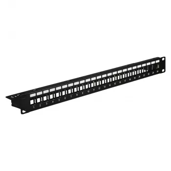 EFB paskirstymo skydas 19 inch 1U 24 prievadų ekranuotas Cat.6A juodas RAL9005