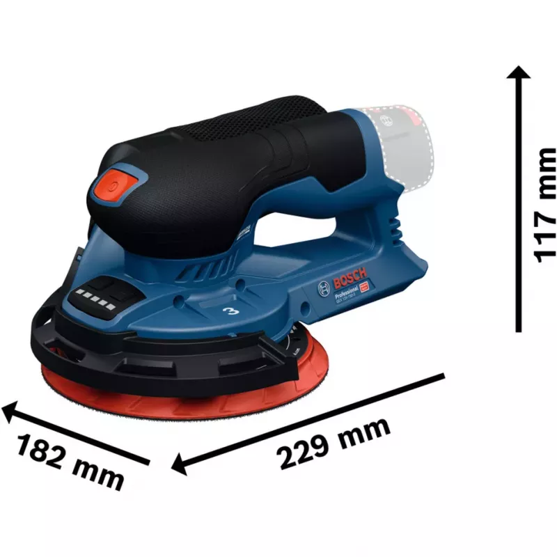 Bosch Professional GEX 12V-150-3 Belaidis Ekscentrinis Šlifuoklis (12V, 150 mm, Brushless EC variklis, su L-BOXX dėžute)
