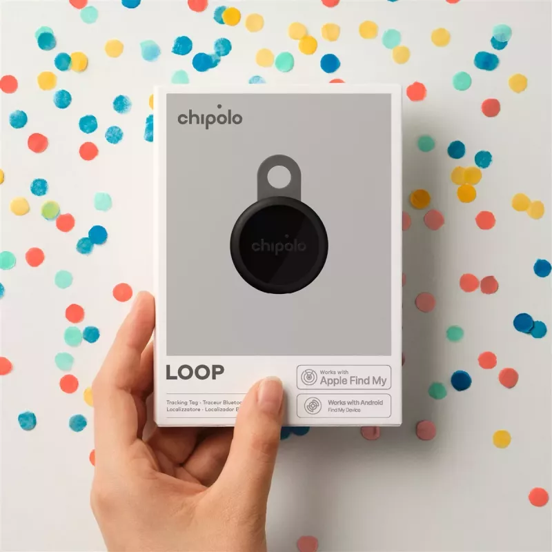 Chipolo LOOP – Įkraunamas Bluetooth sekiklis su silikonine kilpa, 4 vnt. rinkinys (Charcoal, Chalk, Navy, Coral)