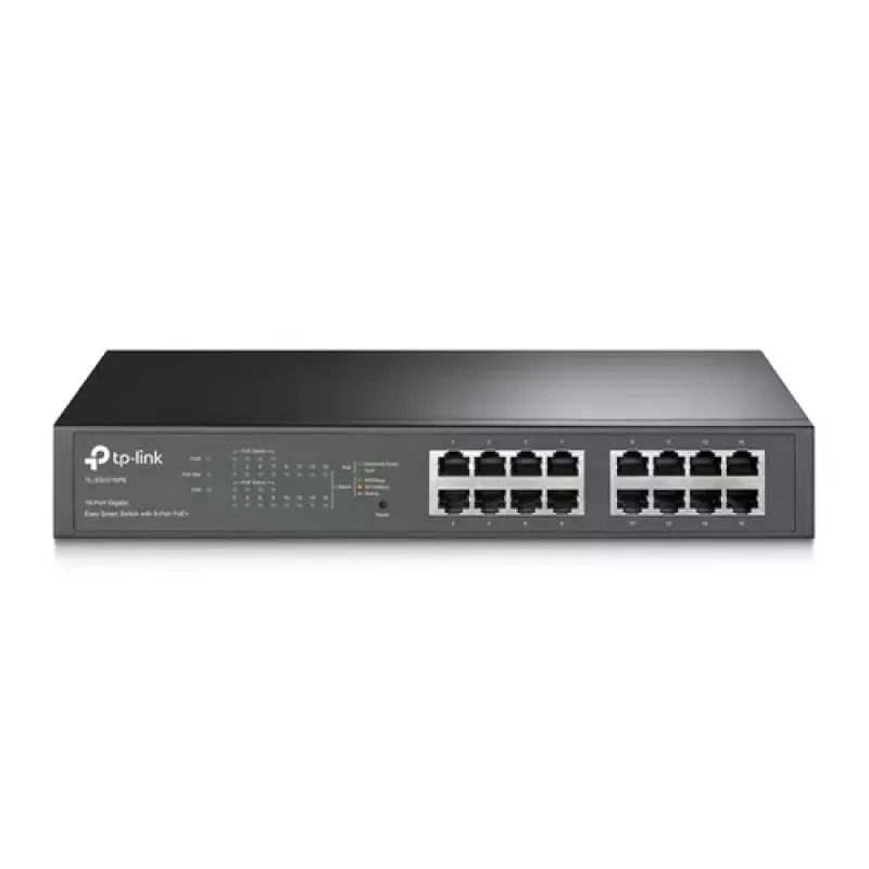 TP-LINK TL-SG1016PE 16 prievadų Gigabit Easy Smart PoE+ komutatorius (110 W, 8 PoE+ prievadai, montuojamas į stelažą)