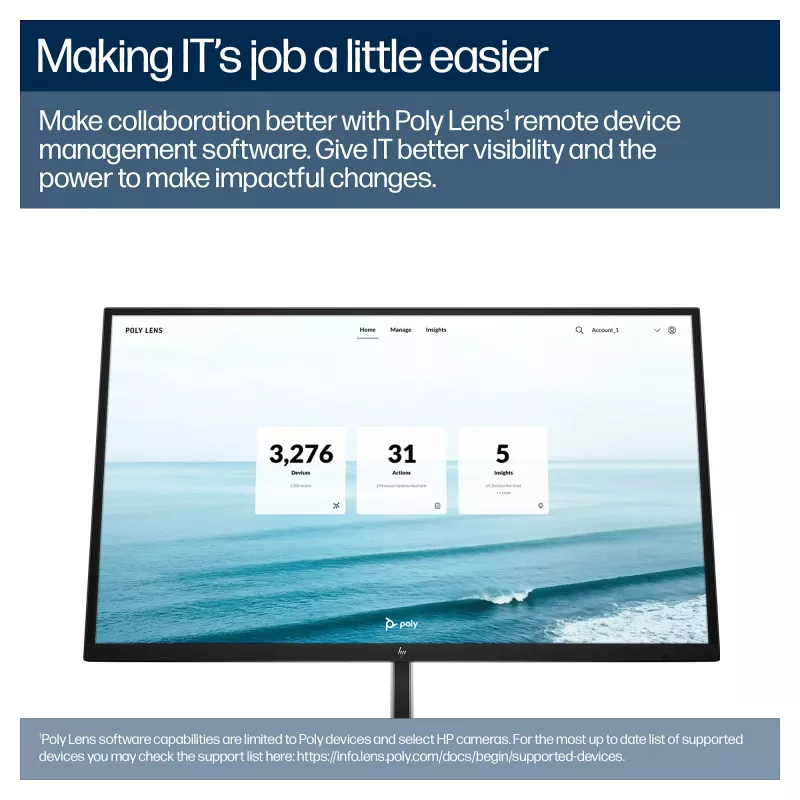 Poly Studio E60 PTZ konferencinė kamera – 4K UHD, dvigubas 8MP, PoE+