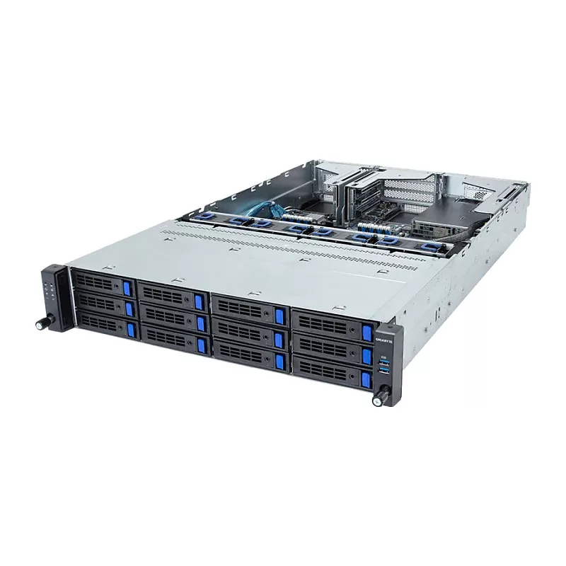 Giga Computing GigaByte R263-S30-AAH2 2U Rackmount Server Barebone, 12x 3,5 inch/2.5 inch Hot-Swap Bays, 2x 1300W Redundant PSU, Intel C236, LGA 1151