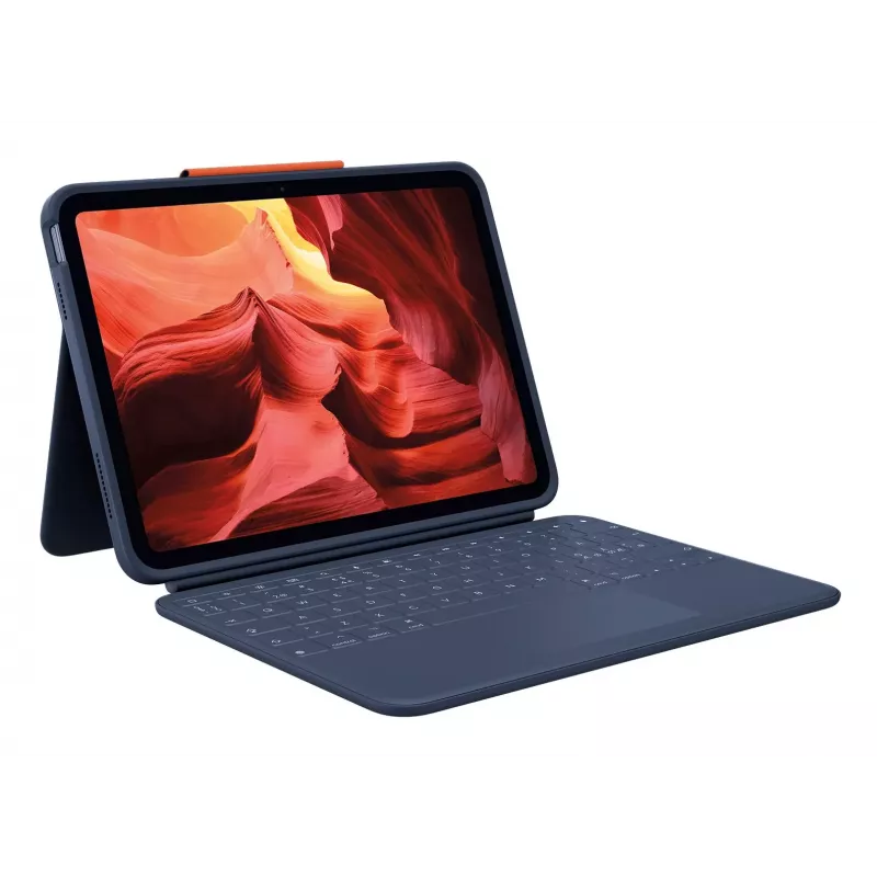 Logitech Rugged Combo 4 Touch klaviatūros dėklas su jutikliniu kilimėliu, skirtas Apple iPad 10th Generation - Classic Blue - Pan Nordic QWERTY