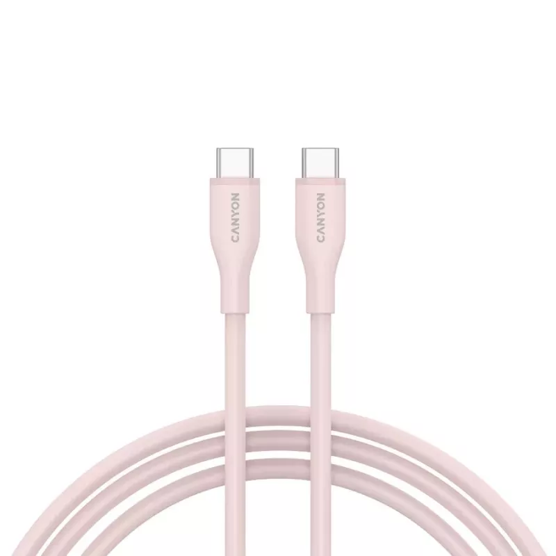 CANYON USB-C to USB-C kabelis 60W 1m Silikoninis Pink Sand
