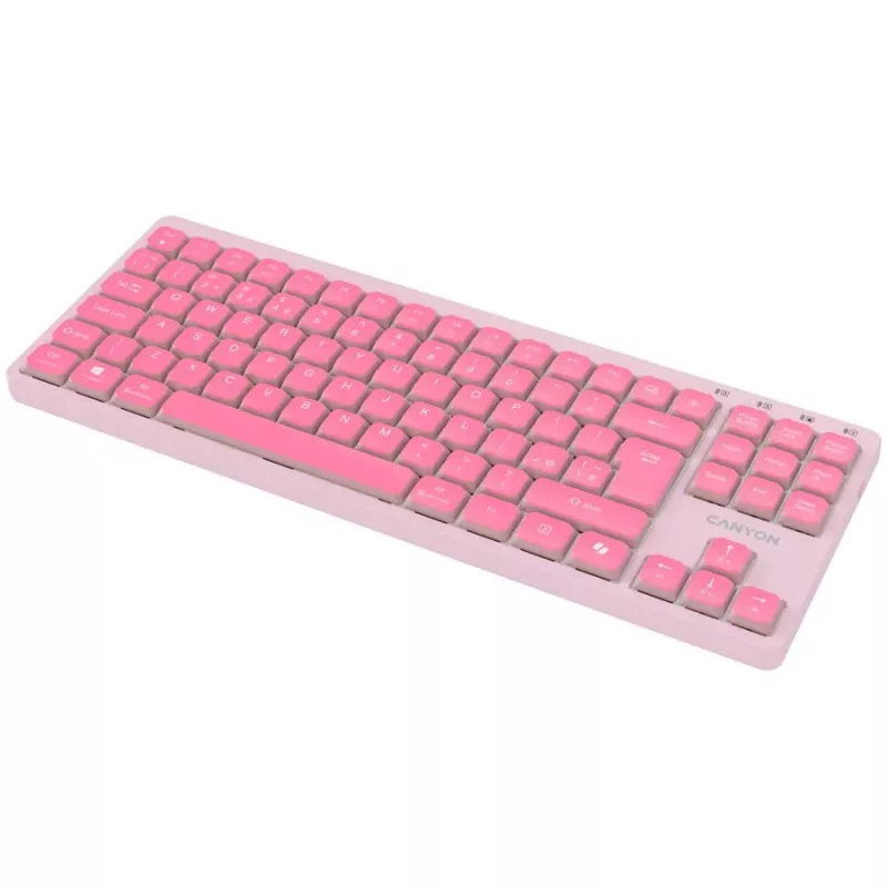 CANYON klaviatūra OnType 10 Low Profile EN Laidinė Rožinė