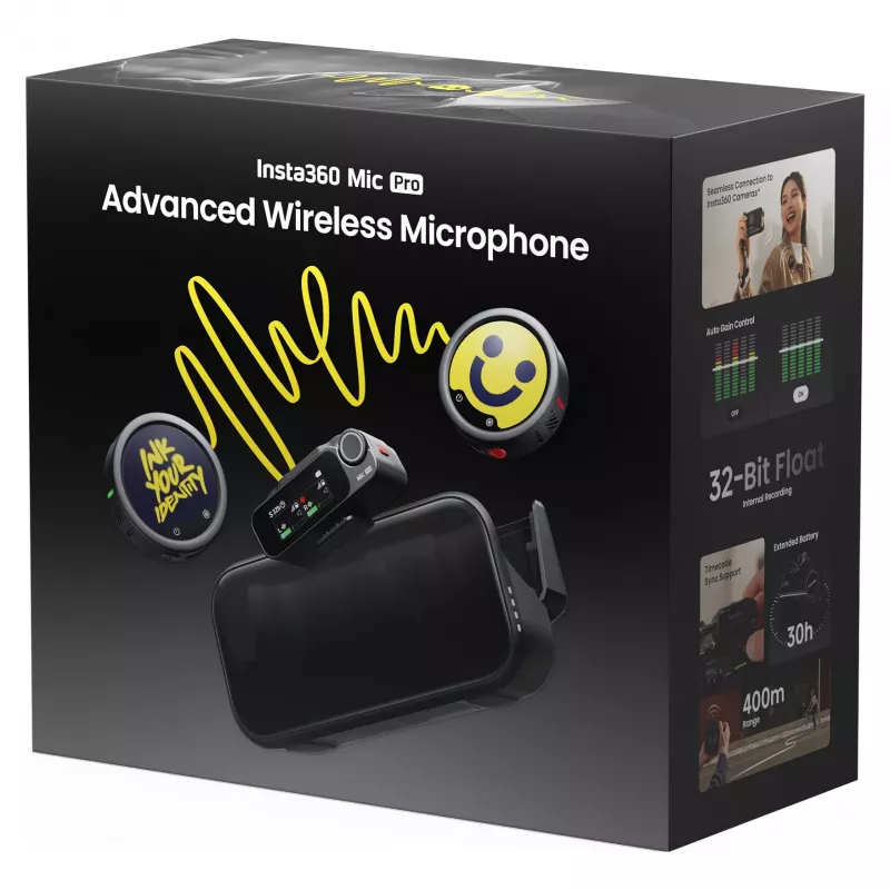 Insta360 Mic Pro (2 TX + 1 RX) - Skaitmeninė belaidė mikrofonų sistema