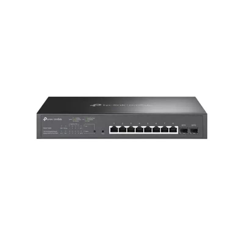TP-LINK TL-SG2210MP Smart Managed Layer 2+ Switch, 8-Port Gigabit PoE+ su 2 SFP lizdais, 150W PoE biudžetas, montuojamas į stelažą