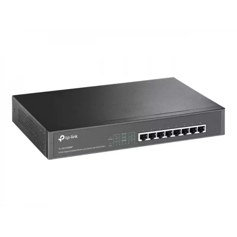 TP-Link TL-SG1008MP Unmanaged Gigabit Ethernet PoE+ Switch (8 Portai, 126W biudžetas, juoda)