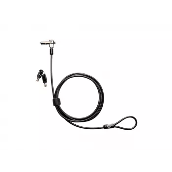 HP Nano MK Lock - Keyed Cable Lock for Kensington Nano Security Slot, 1.83m Galvanized Steel Cable, Black/Silver