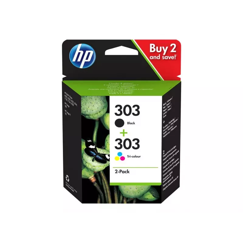 HP 303 Original Ink Cartridge 2-Pack juoda / trispalvė
