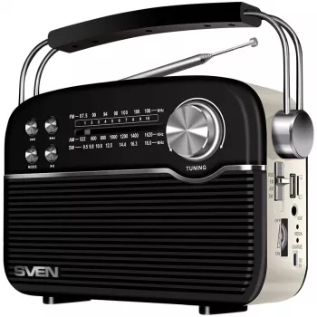 Garsiakalbis SVEN SRP-500, juodas (3W, Bluetooth, FM/AM/SW, USB, microSD, AUX, baterija)
