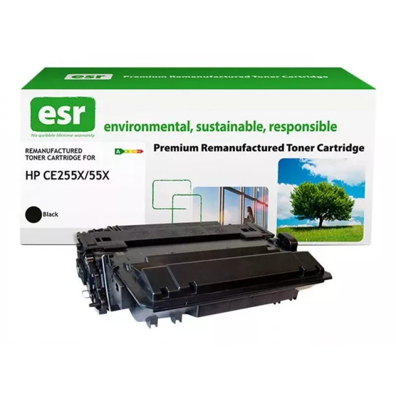 ESR Remanufactured Toner Cartridge Compatible with HP CE255X Black High Yield 18,000 Pages