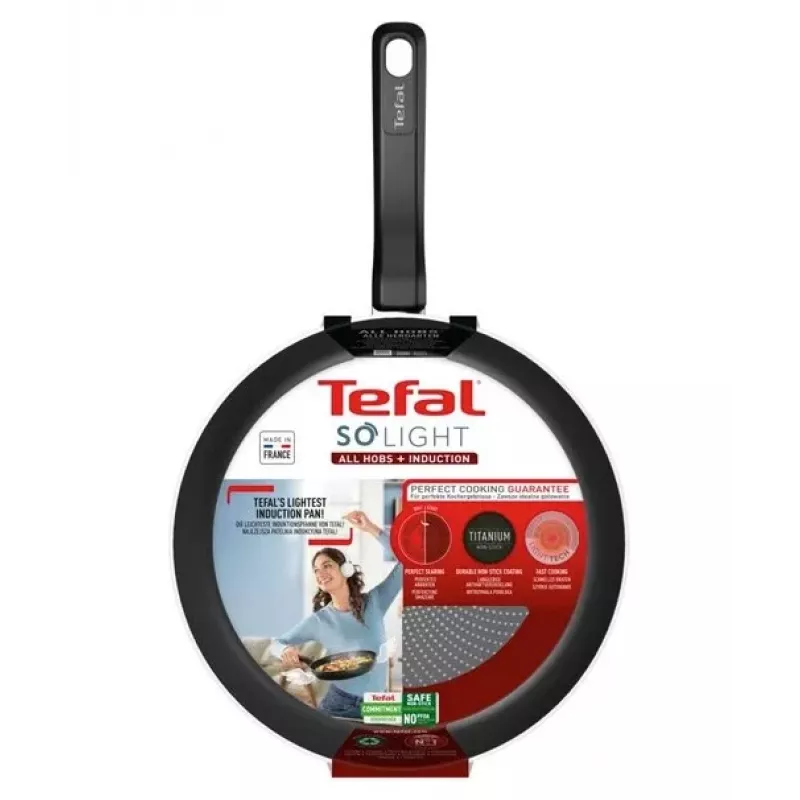 Tefal So Light keptuvė 22 cm indukcinė titano nelimpanti juoda