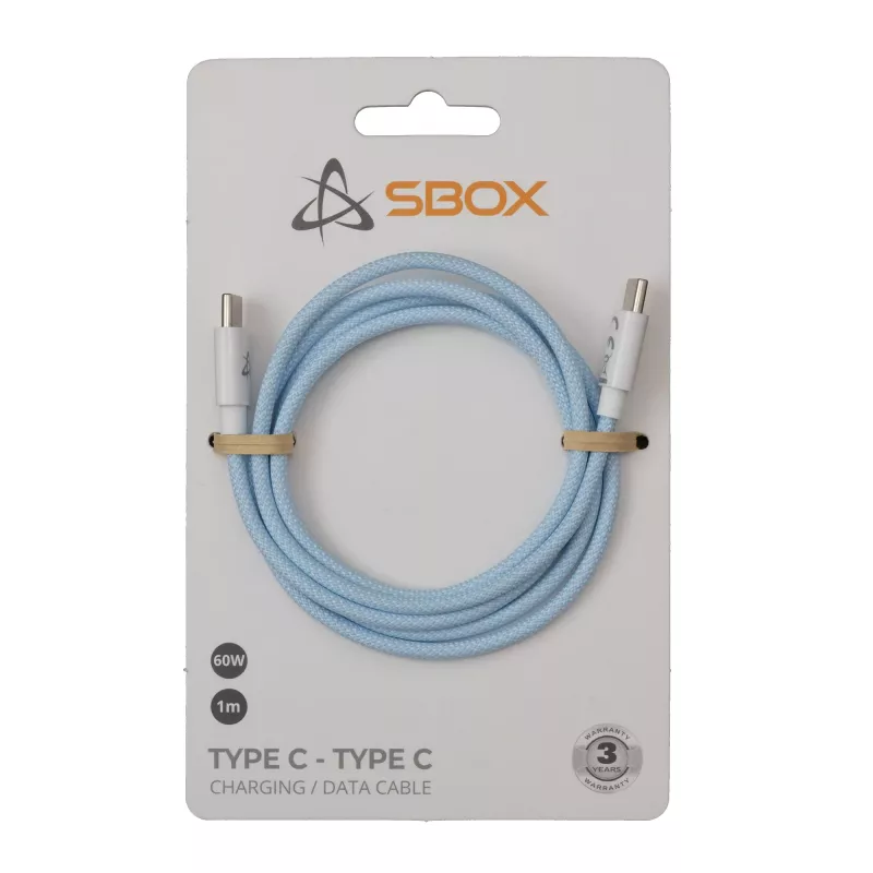 SBOX USB-C į USB-C laidas 1m Mėlynas - Įkrovimas ir duomenų sinchronizavimas