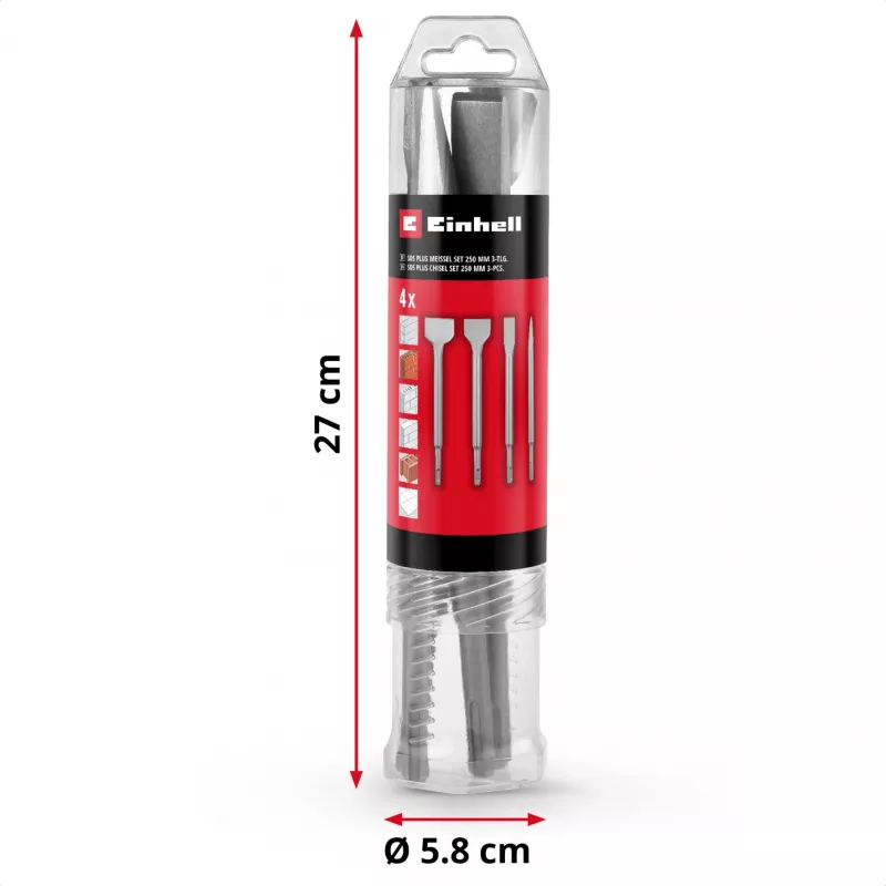 EINHELL-KWB SDS-plus Kaltų rinkinys 250 mm, 4 dalių