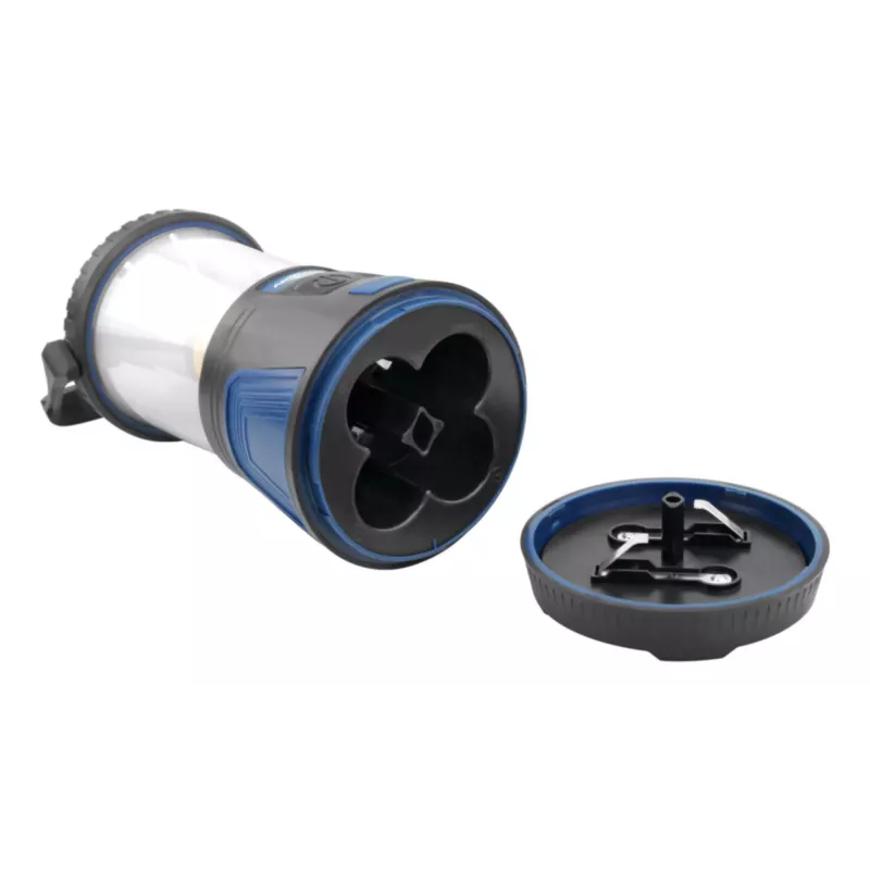 ANSMANN CL600B baterijomis maitinamas stovyklavimo žibintas - juoda/mėlyna - ABS - kabliukas - IPX4 - 600 liumenų