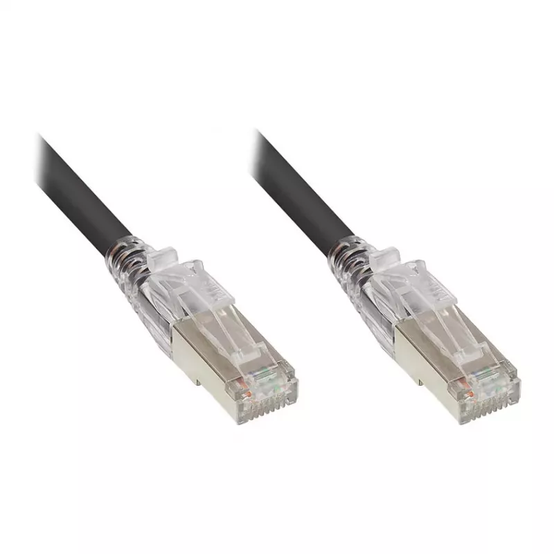 Good Connections RNS® Patch Cable su užrakto apsauga ir fiksavimu, Cat. 6A, S/FTP, PiMF, Halogen-Free (LSZH), 500MHz, Juoda, 0,5m