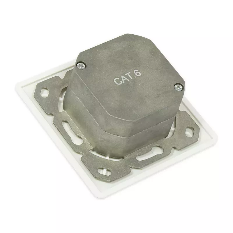 GoodConnections tinklo lizdas Cat. 6, 2xRJ45, ekranuotas, įleidžiamas, vertikalus kabelio įvadas, perlų baltumo RAL 1013 (GC-N0025)