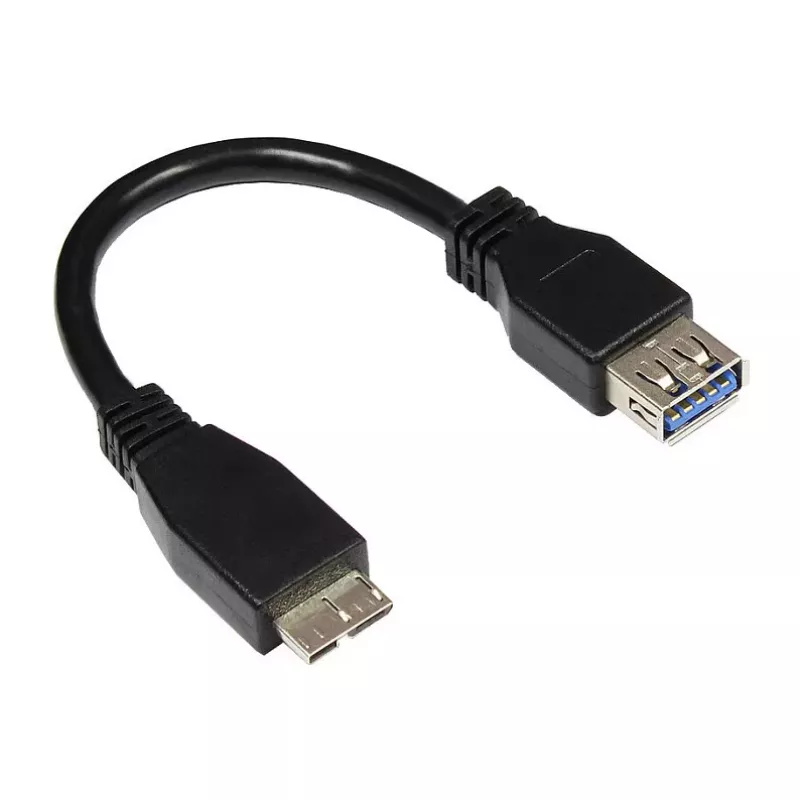 GoodConnections USB 3.0 OTG Adapter Cable, Micro USB B Male to USB-A Female, Black, 0,1m