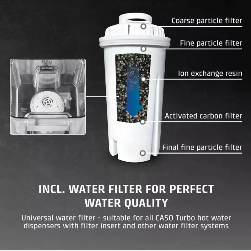CASO HW 666 Inox Turbo karšto vandens dozatorius 2.7L 2600W nerūdijantis plienas/juoda