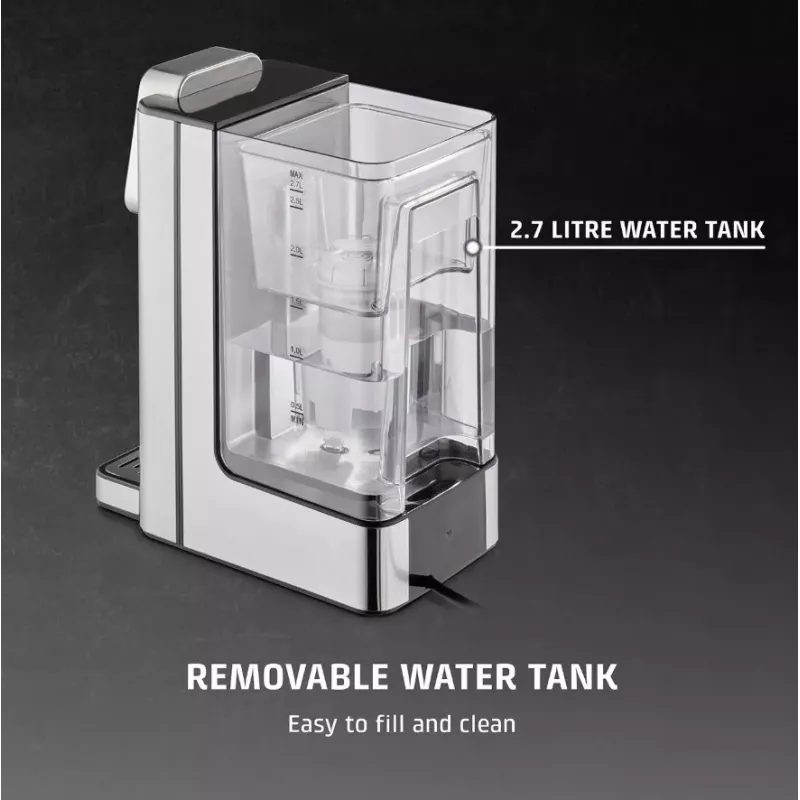 CASO HW 666 Inox Turbo karšto vandens dozatorius 2.7L 2600W nerūdijantis plienas/juoda
