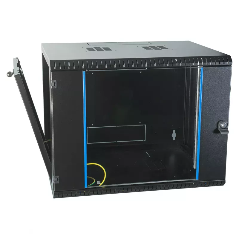 EFB 19 inch sieninis spintos korpusas 9U, fiksuotas, vienos sekcijos, RAL 9005, gylis 600 mm