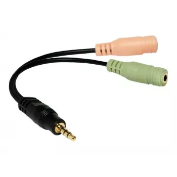 Logilink Audio Jack Adapter, 4-Pin, 3.5 mm Stereo Male to 2x 3.5mm Female, 0.15 m
