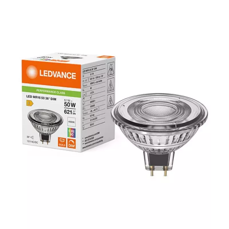 OSRAM LED MR16 50 36° DIM P 6,1W 940 GU5.3 Dimmable Low-Voltage LED Reflector Lamp
