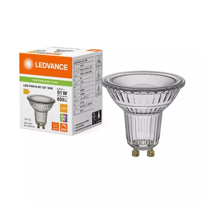 OSRAM LED PAR16 80 120° DIM P 6,9W 927 GU10 Dimmable LED Reflector Lamp