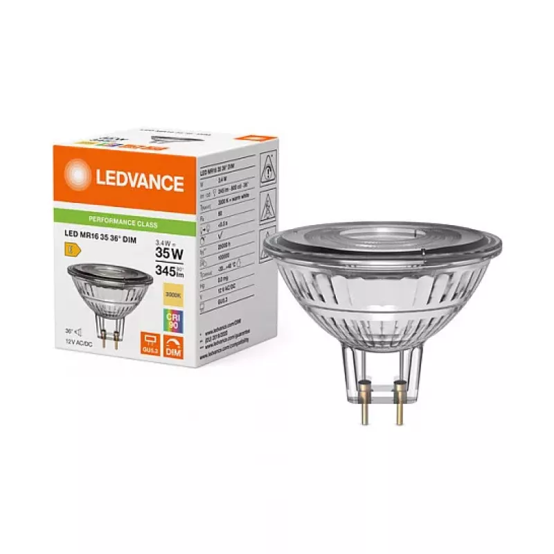 Osram LED MR16 3.4W 930 GU5.3 reguliuojamo ryškumo žemos įtampos LED atspindinčioji lempa