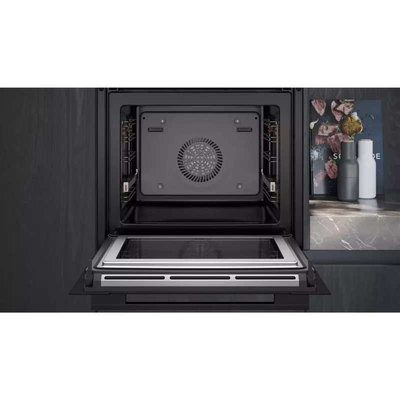 SIEMENS HM736GAB1 iQ700 įmontuojama orkaitė su mikrobangų krosnele, juoda, 60 cm, Home Connect