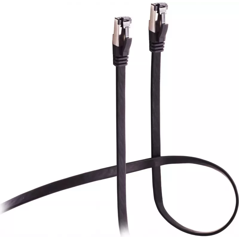 Flexline Patch Cable CAT 8.1 U/FTP PIMF, Flat Highly Flexible Black 1,5m