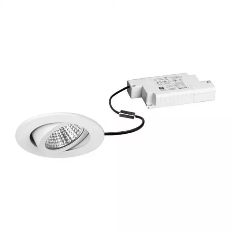 Brumberg 39353073 DAMITA LED lubinis prožektorius apvalus baltas 6W 230V IP65 pasukamas fazinis reguliuojamas 3000K šilta balta