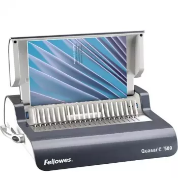 Fellowes Quasar-E 500 elektrinis kombinuotas segtuvas, 20 lapų perforatorius, 500 lapų segimo talpa, A4, 21 stačiakampė skylė, reguliuojama paraštė, metalinis/plastikinis korpusas, didelis atliekų dėklas