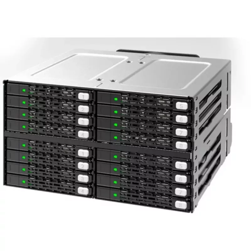 ICY DOCK ToughArmor MB516SP-B 16-Bay 2,5 inch SAS/SATA SSD/HDD Backplane Module for 2x 5,25 inch Bays