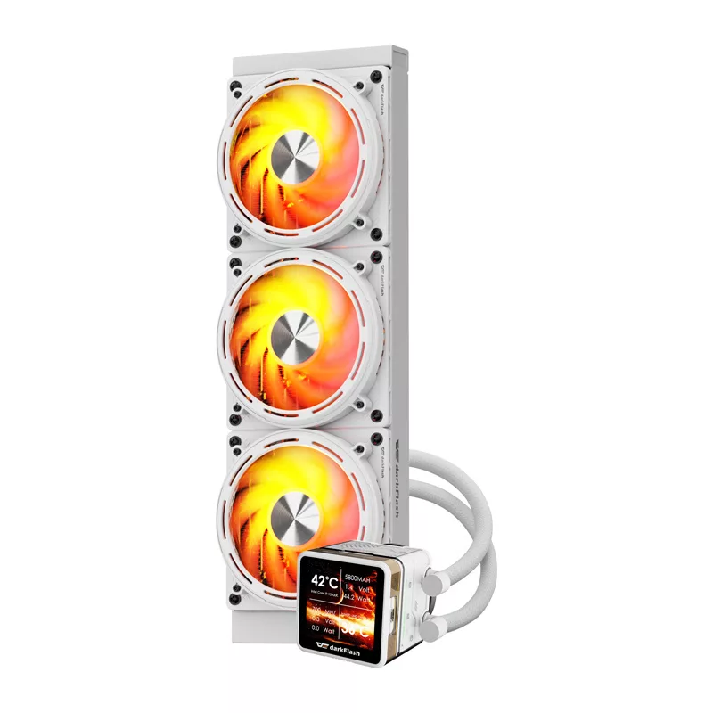 DARKFLASH DE360 White 360mm All-in-One Liquid CPU Cooler with White LED Pump, 3x120mm PWM Fans