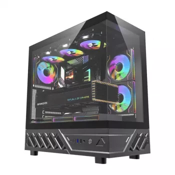 DarkFlash DS950 Mid-Tower Computer Case (Black) su 6 iš anksto sumontuotais ARGB ventiliatoriais